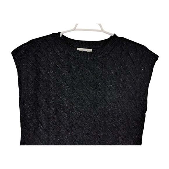 Calvin Klein Jeans Black Sleeveless Knit Top With Metallic Accents, Size S/P - Picture 6 of 8